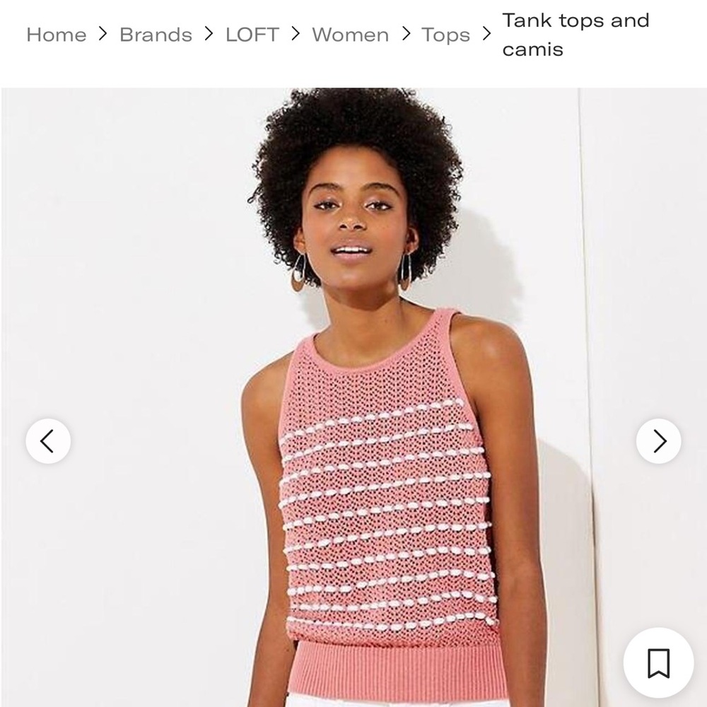 LOFT Pink Ribbed Cropped Tank Top